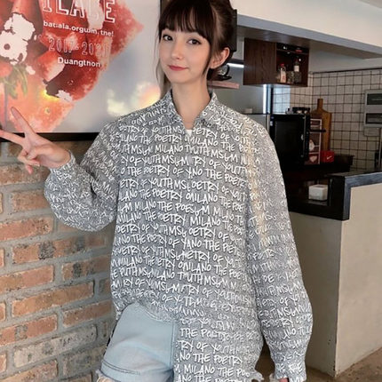 孤品特价MSGM潮牌新款字母满印长袖衬衫