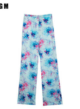 孤品特价MSGM意大利潮牌女士蓝色扎染休闲裤