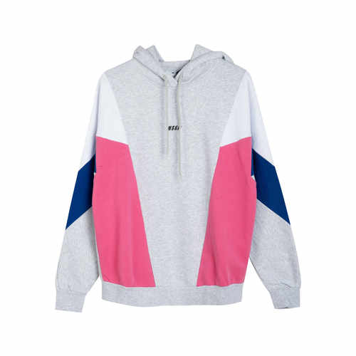 全新未使用连帽多色拼接徽标卫衣