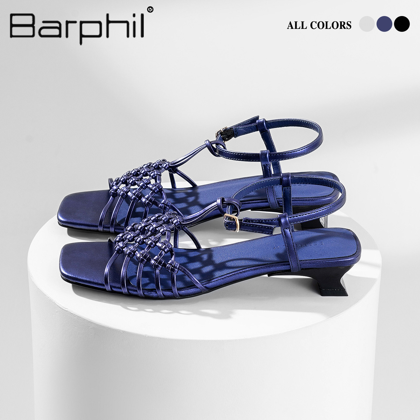 Barphil【海上明月】编织凉鞋 真皮手工女鞋小众高级感凉鞋复古图片