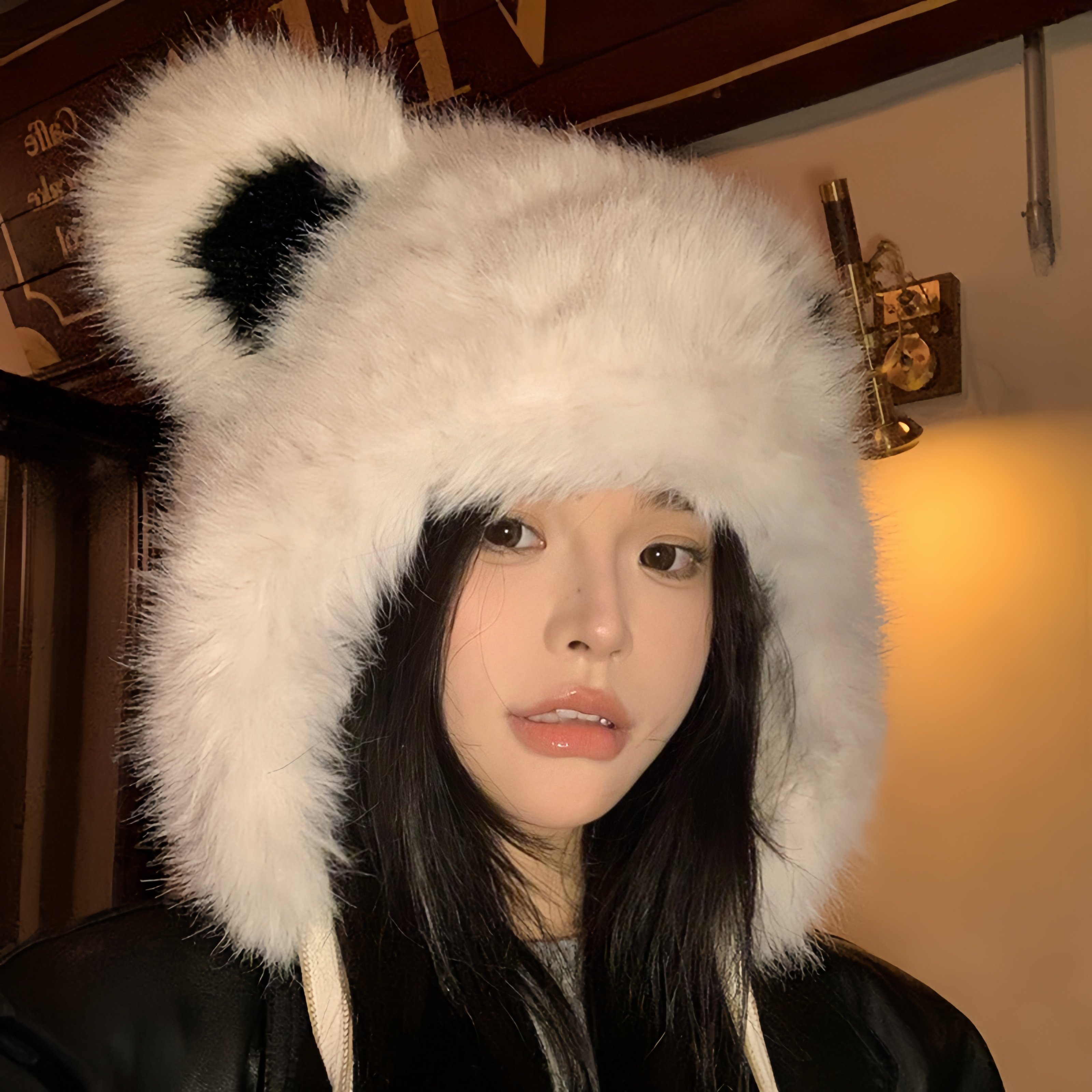德国进口奶油饼干帽子女冬季百搭甜美可爱小熊加厚保暖毛茸茸防寒