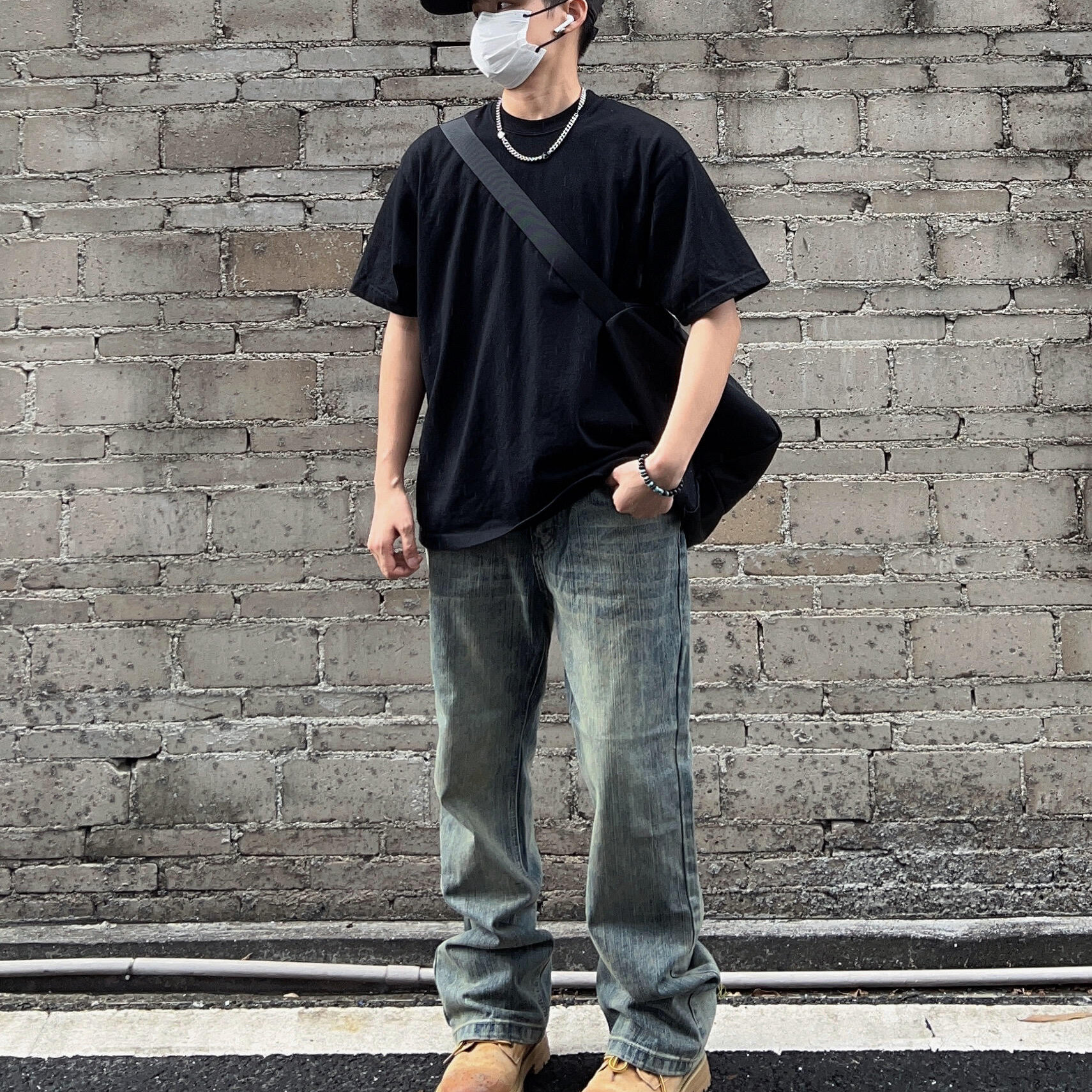 T恤衣服男2025新款爆款夏天男装搭配复古牛仔裤夏装时尚夏季套装