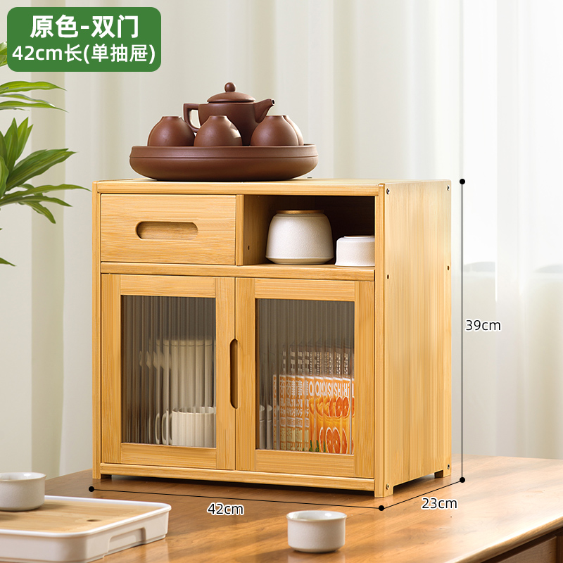 速发新品茶叶置物架茶水柜子茶台小茶桌台面家用M实木功夫边几茶