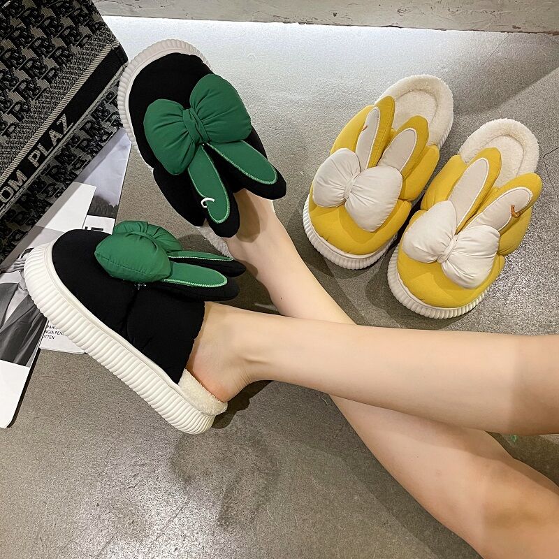 可爱卡通棉拖鞋女外穿2022年新款秋冬季室内家居保暖厚底包头拖女