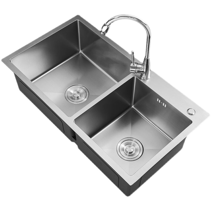 水槽套餐加厚不锈钢拉丝双槽厨房台下台上洗淘菜盆水斗洗碗池家用