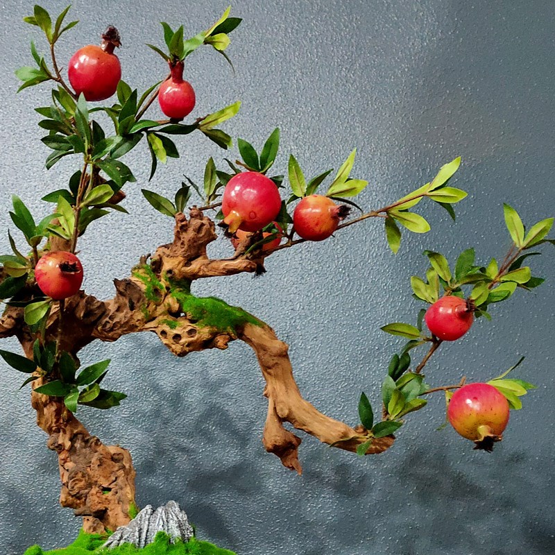 仿真石榴树盆栽假植物盆景客厅饰品发财果摆件假花假树新中式装饰