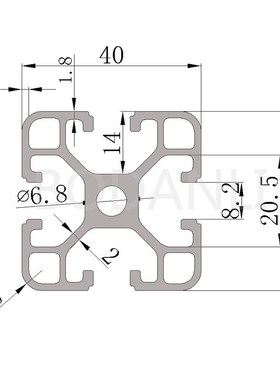 博丹利铝合金4040B工业铝合金方管实厚2mm定制口罩机框架40*40