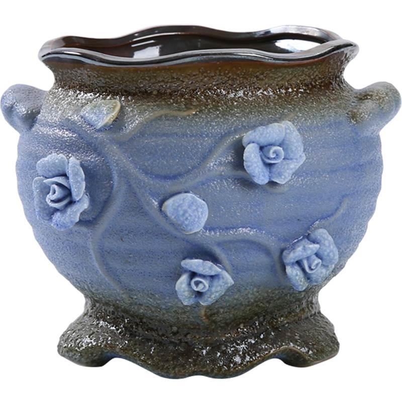 l肉法师陶瓷花花盆高款多肉陶多瓷器干花花花瓶室内摆件绿植插M