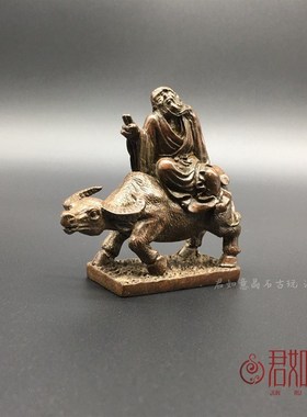 实心铜仙人指路摆件全铜骑牛创意茶宠迷你铜牛小摆件茶宠铜微雕