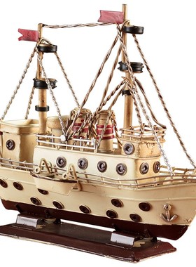 美式复古物件古风怀旧轮船模型创意家居客厅办公室酒柜装饰品摆件