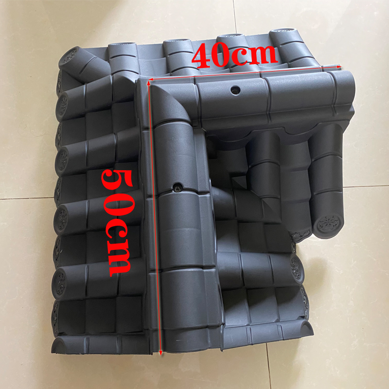 仿古一体双面围墙瓦转角瓦九十度转角两面坡盖帽pvc树脂瓦塑料瓦