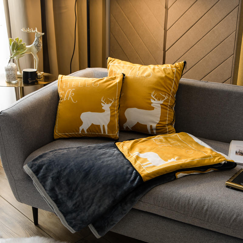 珊瑚绒抱枕被子两用多功能车载毯子办公室午睡枕头汽车折叠空调被