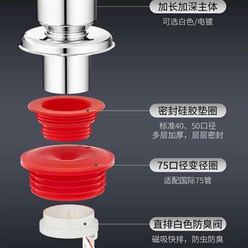 下水管防返臭神器防臭密封塞厨房洗手池50管下水管道倒灌堵口器