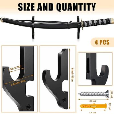 极速4 Sets Sword Wall Mount Adjustable Sword Holder Wood
