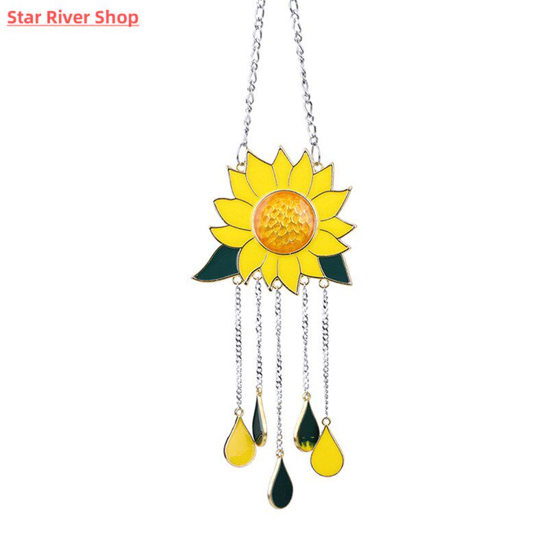 极速Sunflower Boat Wind Chimes Pendant Metal  Window Windchi