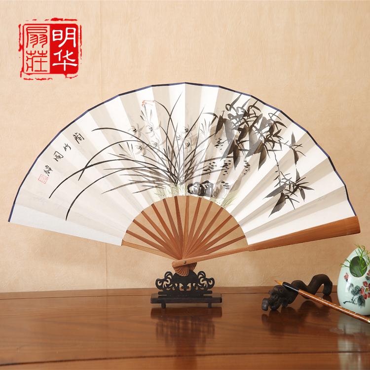 极速手绘纸扇中国风10寸男士折扇工艺礼品扇古风山水花鸟日用定制