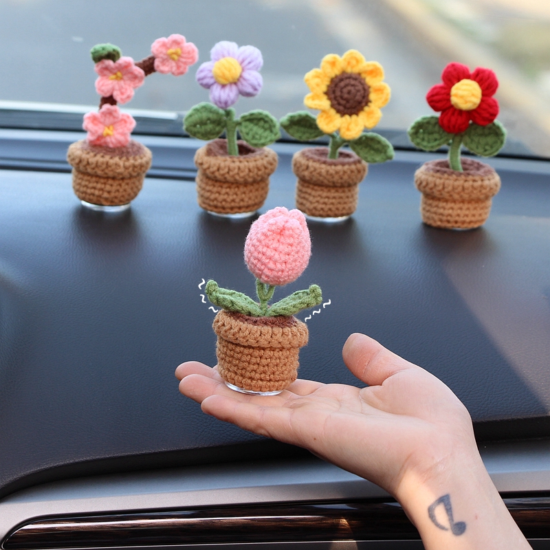 高级车内饰品摆件个性手工编织花朵汽车中控台漂亮装饰用品大全女