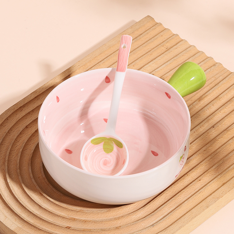 水果网红可爱陶瓷手柄碗米饭碗家用2025新款微波炉烤箱专用碗餐具