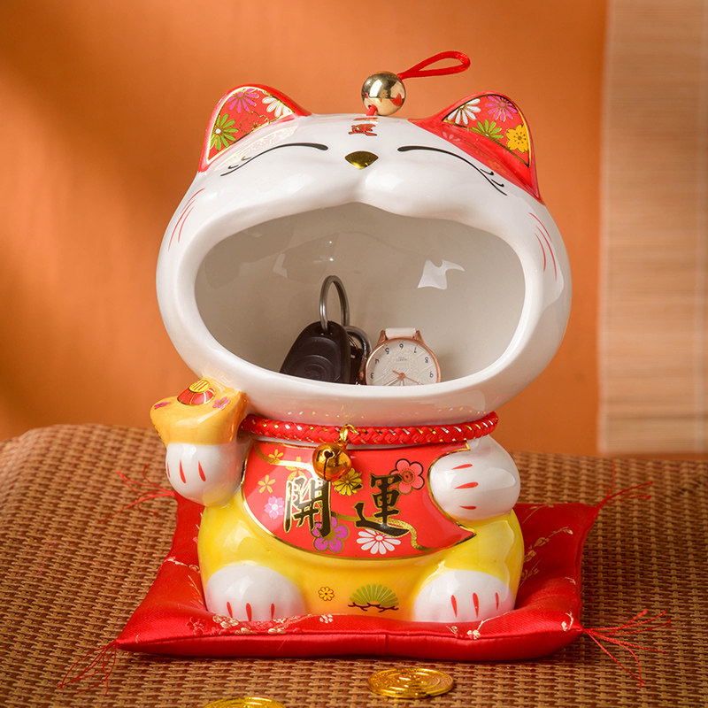好货创意大招财猫钥匙摆放台收纳摆件前台玄关装饰品门厅门口开业