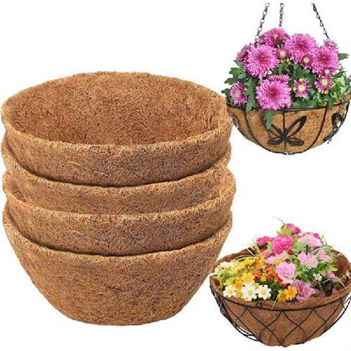 4pcs 10 inch12 inch Round Plant Basket Planter Coconut