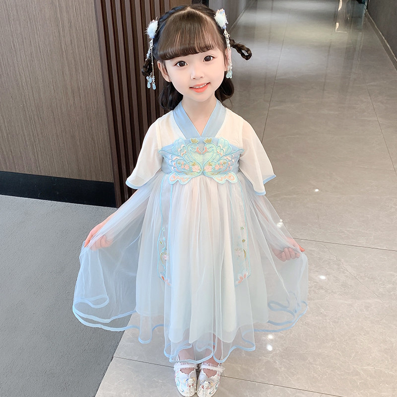 好货女宝宝2023夏季汉服连衣裙夏装裙子小女孩公主裙小孩夏天表演