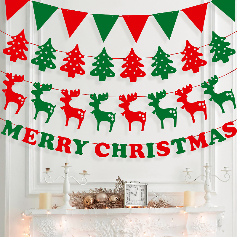 圣诞节拉花挂件装饰幼儿园学校教室拉旗场景布置气氛圣诞老人挂饰