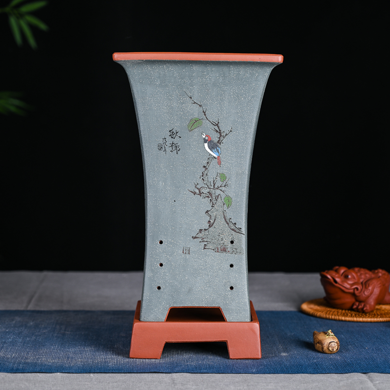 粗淘花盆吊兰植物绿萝花盆四方花盆地面古典宜兴紫砂盆兰花盆