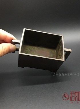 仿古包浆做旧工艺 全铜马槽香炉摆件铜方形宣德炉铜香炉熏香炉