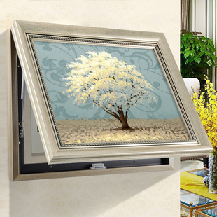 电表箱P装饰画欧式美式配电电闸箱子电源遮挡可推拉多媒体总开关