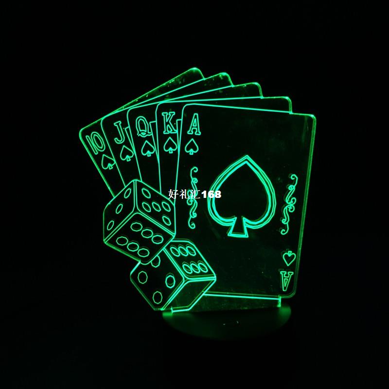 网红Optical Illusion Poker Playing Card Night Light Kids 3D