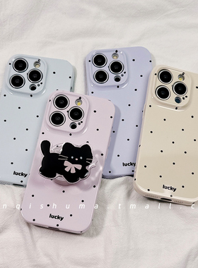 简约纯色小波点适用苹果16手机壳iphone15promax高级感新款13防摔14硅胶12小众11女14Pro全包镜头带支架软ins