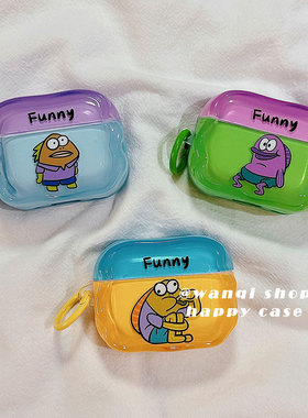 趣味搞怪比奇堡动漫适用苹果AirPods pro3耳机保护套AirPods4保护壳全包软壳硅胶AirPodpro3新三代耳机壳可爱