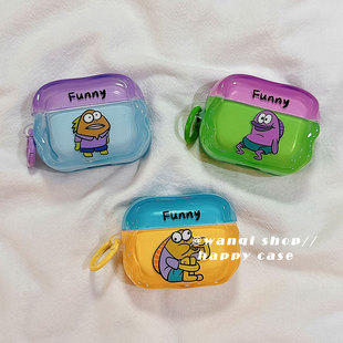 趣味搞怪比奇堡动漫适用苹果AirPods pro3耳机保护套AirPods4保护壳全包软壳硅胶AirPodpro3新三代耳机壳可爱