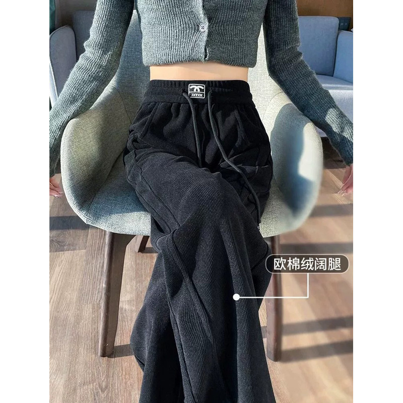 清仓捡漏加绒加厚欧棉绒阔腿裤女士秋冬大码显瘦窄版直筒香蕉裤子,女装/女士精品,大码裤装,淘宝优惠券,粉丝福利购,淘宝优惠卷