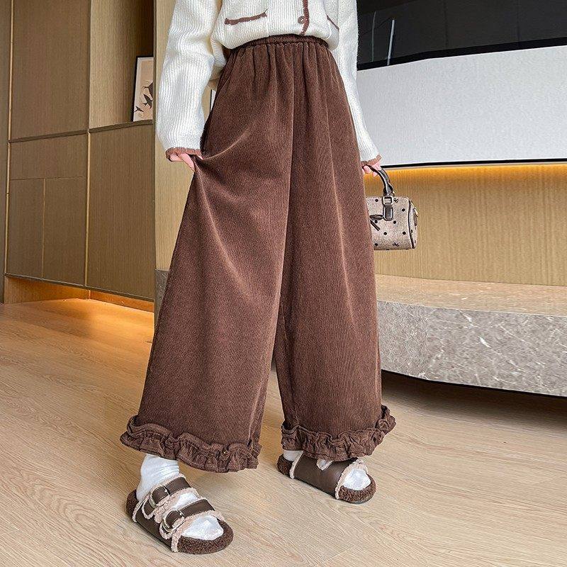 清仓捡漏灯芯绒木耳边阔腿裤女秋冬加绒甜美垂感软糯直筒裤休闲裤,女装/女士精品,大码裤装,淘宝优惠券,粉丝福利购,淘宝优惠卷