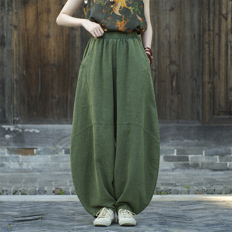 清仓捡漏棉麻裤子女春夏季大码休闲太极裤禅修打坐长裤做旧灯笼裤