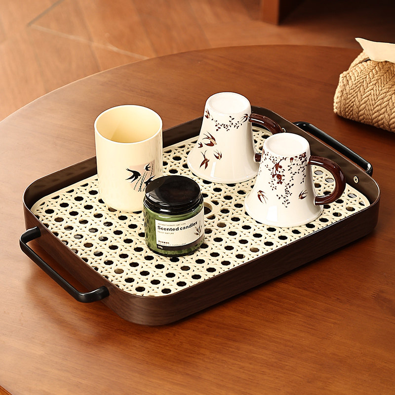中古风茶盘沥水茶杯托盘长方形水果盘客厅轻奢家用小型水杯放置盘,餐饮具,餐用托盘,淘宝优惠券,粉丝福利购,淘宝优惠卷