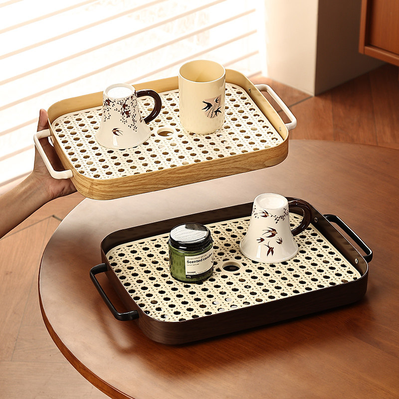 中古风茶盘沥水茶杯托盘长方形水果盘客厅轻奢家用小型水杯置物架,餐饮具,餐用托盘,淘宝优惠券,粉丝福利购,淘宝优惠卷