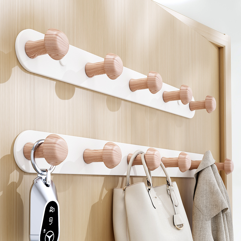 实木挂衣钩门后免打孔强力挂钩