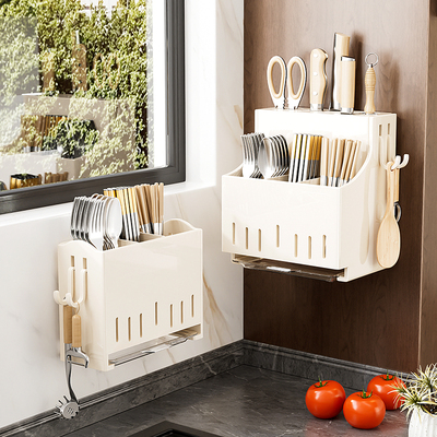 厨房壁挂台面一体刀筷收纳架