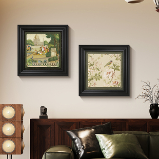 法式花鸟图客厅装饰画斋浦尔花园小众艺术组合画中古风餐桌边挂画