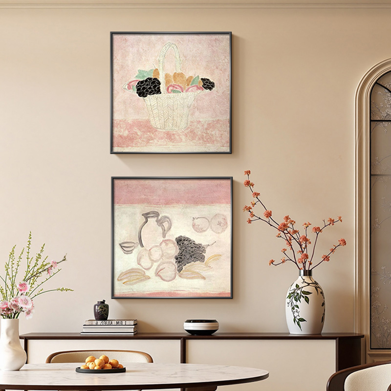 常玉《果篮》餐厅装饰画法式中古风艺术饭厅挂画水果餐桌墙面壁画图片