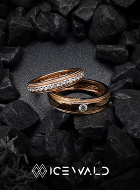 Classic对戒｜ICEWALD真冶圆钻18K金复古宫廷风女款对戒结婚礼物