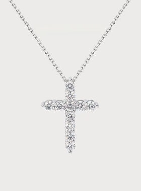 Classic ｜ICEWALD真冶圆钻十字架1.1ct钻石项链欧美克罗男女心款