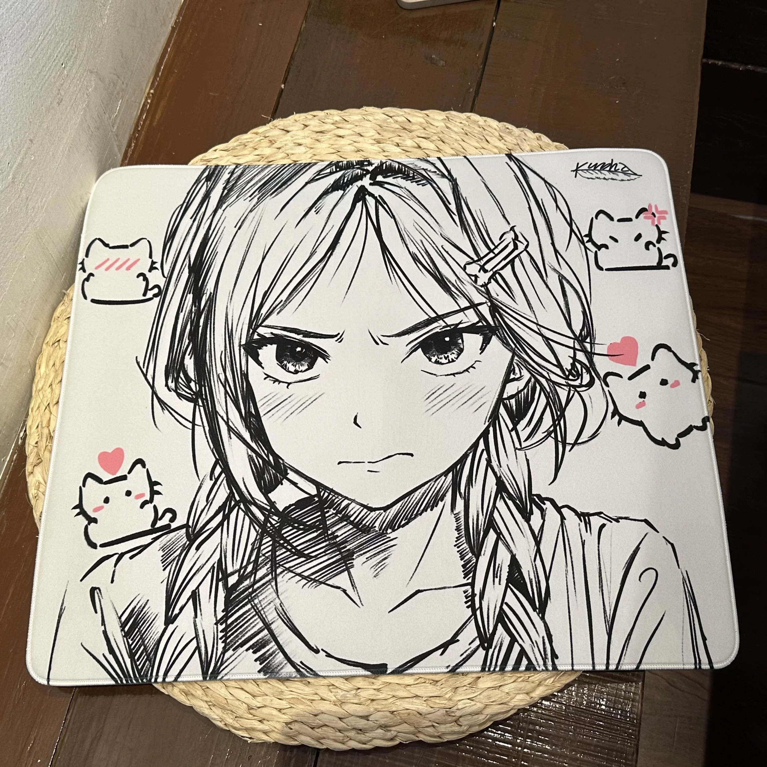 Kuroha Moment 片刻软胶白色包边二次元游戏鼠标垫