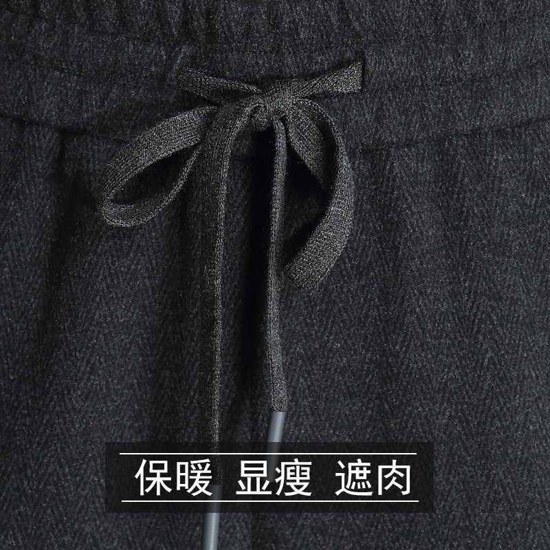 好货灯芯绒阔腿裤女秋冬季2025新款中年妈妈松紧腰系带加厚保暖直