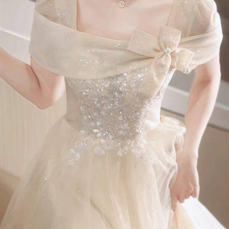 香槟色小晚礼服裙女装宴会气质日常可穿连衣裙敬酒服高端艺考礼服