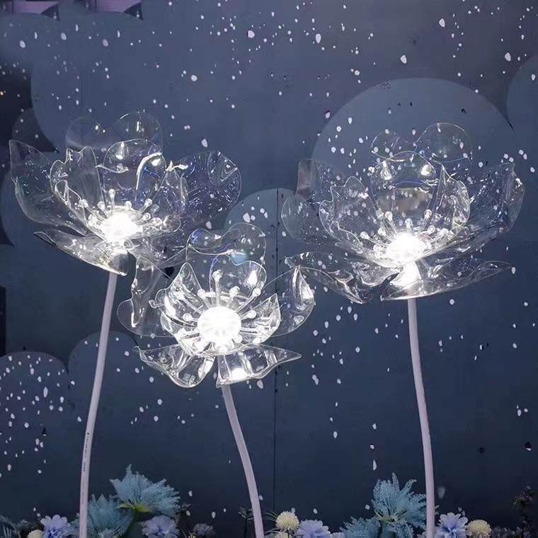 极速新款婚庆发光路引灯压克力花迎宾区花朵装饰摆饰t台舞台布置