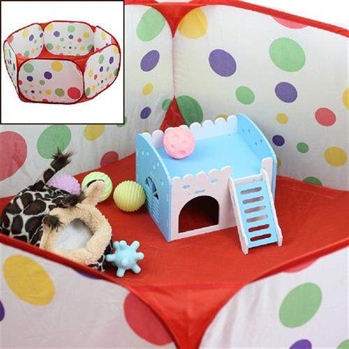 好货Indoor Outdoor Dot Print Game Playpen Foldable Pet Fence