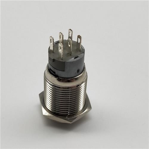 定制款6只脚16mm19mm金属按钮开关 六脚两开两闭双切双刀双掷点动